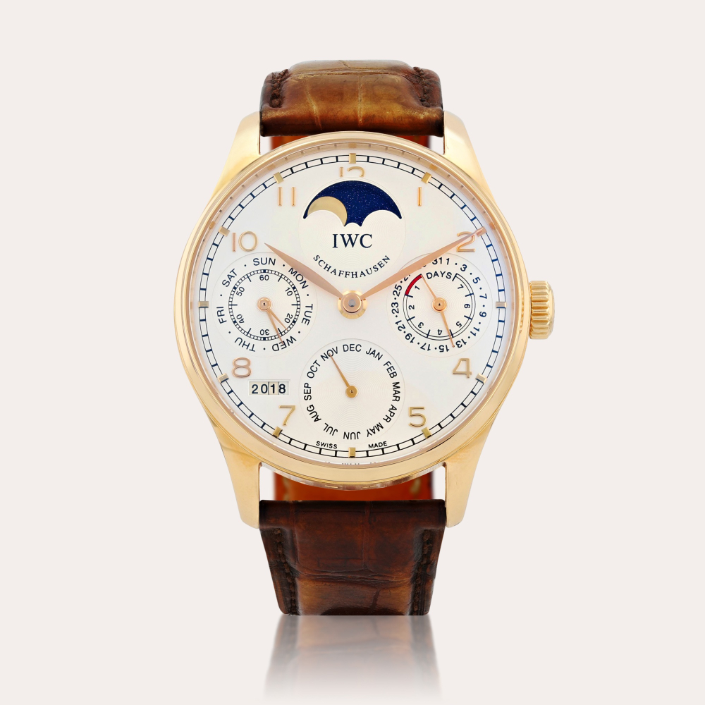 IWCPortugieser Perpetual Calendar, reference IW502213 Montre bracelet en or rose à quantième perpétuel | Pink gold perpetual calendar wristwatch Vers 2007 | Circa 2007
