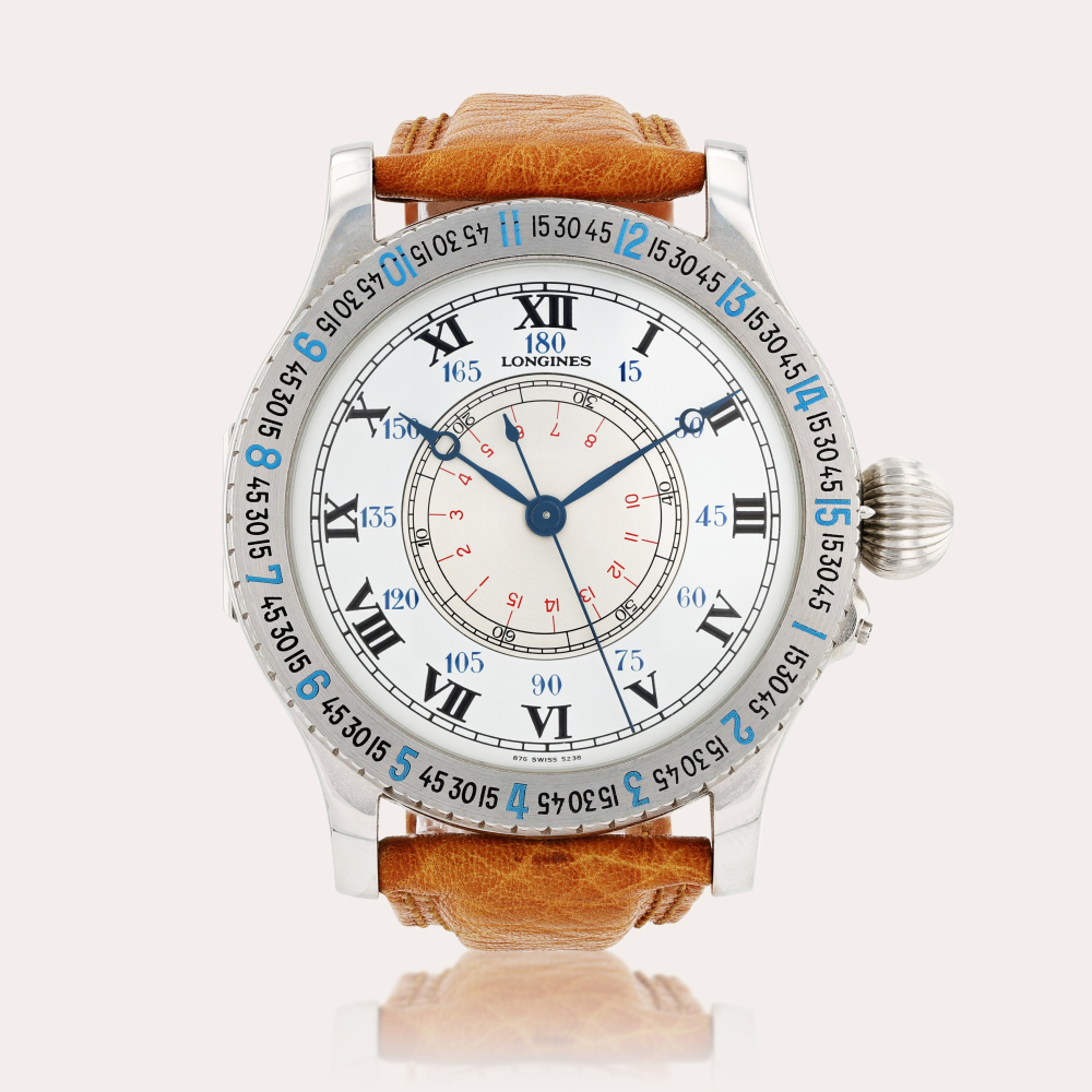 LonginesLindbergh Hour Angle Watch, limited edition, reference 876.5238 Montre bracelet en acier | Stainless steel wristwatch Vers 1988 | Circa 1988