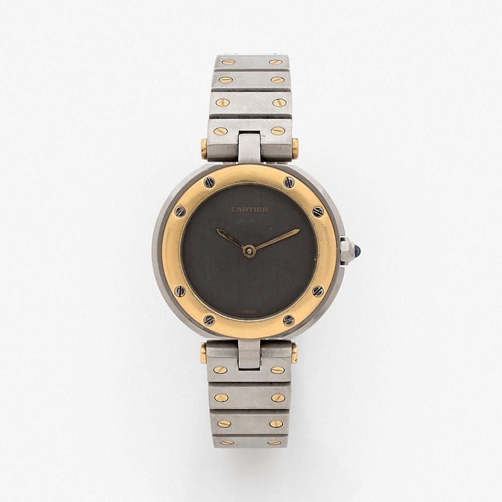 CARTIER SANTOS RONDE PM A stainless steel and quartz quartz wristwatch by Cartier, from the 80's.