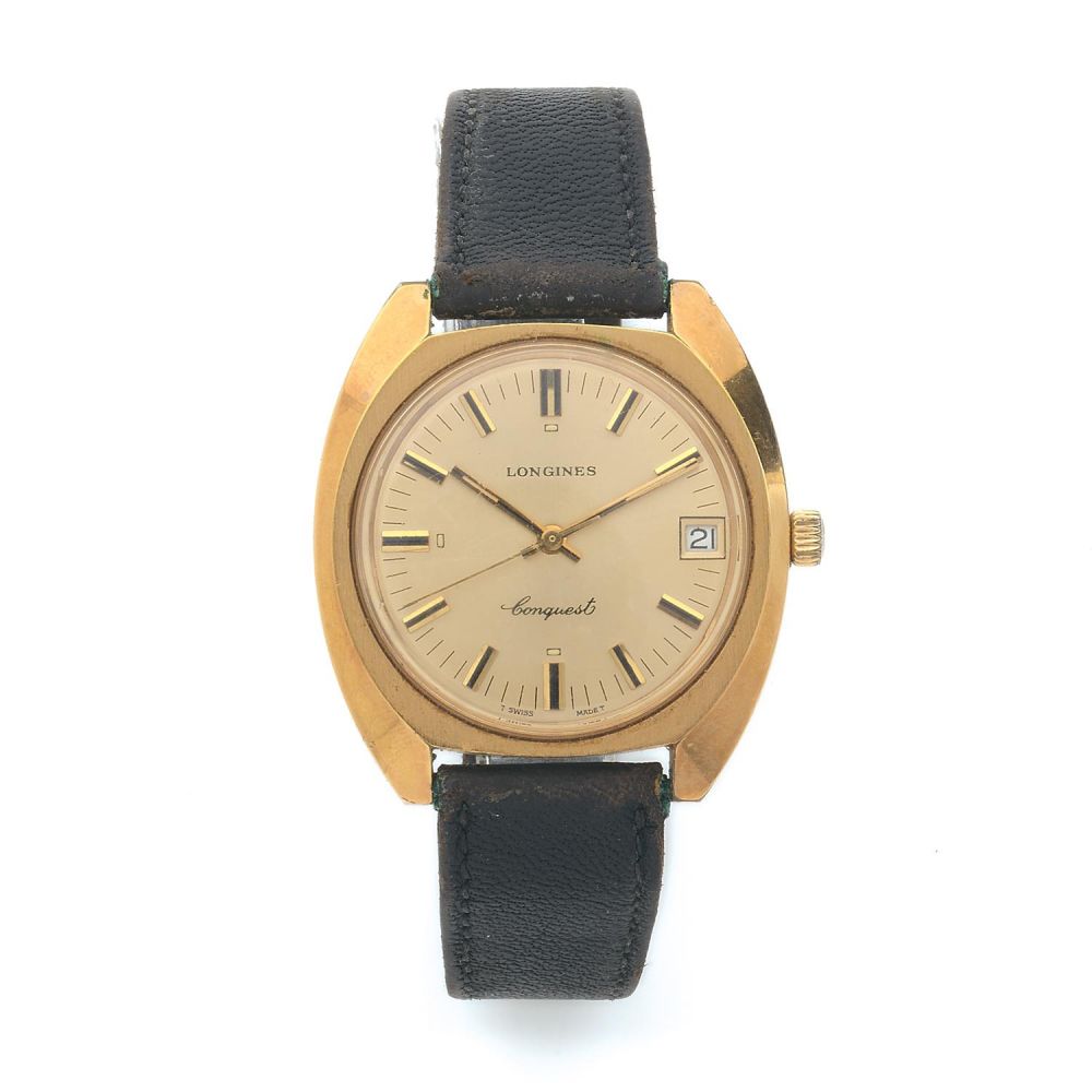 LONGINES CONQUEST A stainless steel and gold plated manual winding wriswtach by Longines.